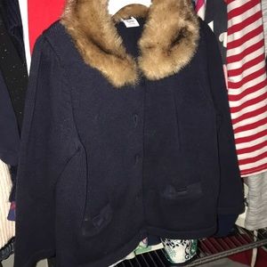 Janie and Jack Fur Navy Sweater